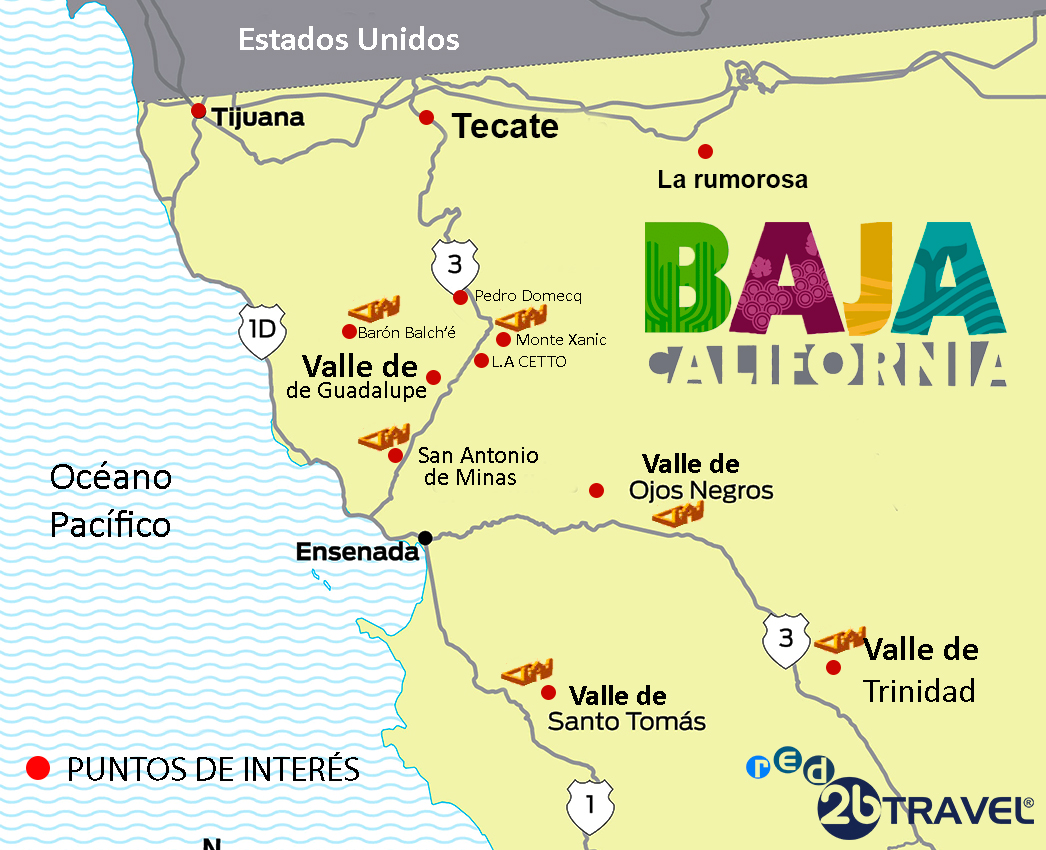 Ojos Negros Mapa-Vinedos-Baja